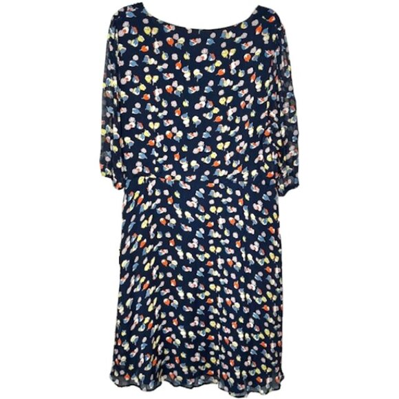 Boden Versatile Scattered Blossoms Georgette Dress  -- Navy/Multi - 16 - Picture 4 of 8